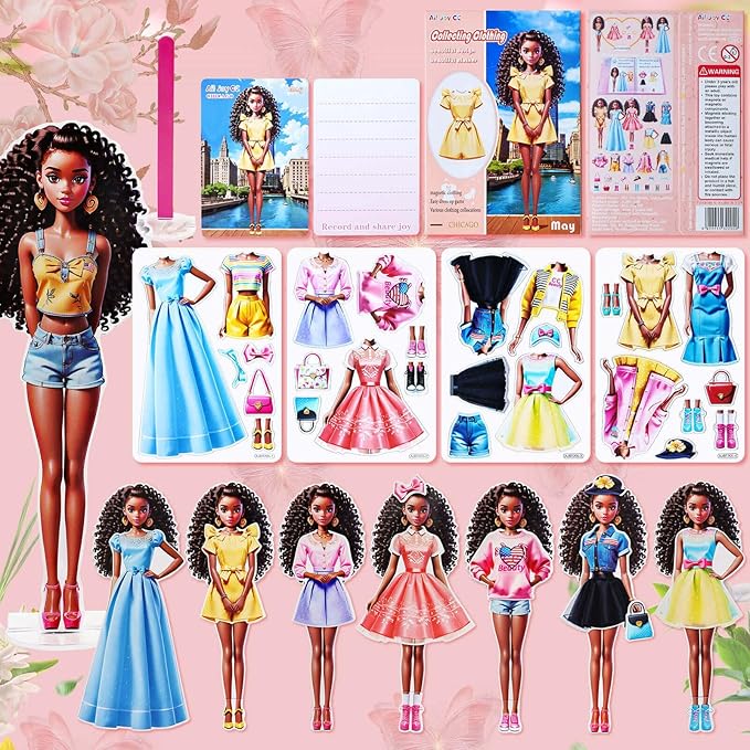 Magnetic Dress Up Dolls, Magnetic Princess Dress Up Paper Dolls, Magnetic Dress Up Dolls for Girls Ages 4-10 Learning Created Imagine Set Birthday Gift (May)