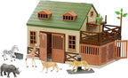 Terra by Battat – 15 Pieces Animal Hospital Playset – Wooden Vet Clinic with Openable Rooftop for Farm & Safari Animals – Pretend Play Toy for Toddlers & 3+ Years