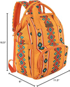 Wrangler Aztec Backpack Organized Daypack Travel Baby Bag with Stroller Strap and Side Bottle Pockets WG2204-9110MST