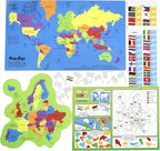 Imagimake Mapology USA & World Map Puzzle with Flags, Capitals, Stickers | Educational Toys for Ages 5-7 | Jigsaw Puzzles for Kids Ages 8-10 | Geography Toys for Ages 8-13 | 6 Year Old Boy/Girl Gifts