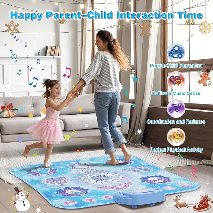 Dance Mat for 3-12 Year Old Girls, Frozen Toys Electronic Dance Pad with 8 Button & Wireless Bluetooth, Music Game Birthday for Kids Ages 3 4 5 6 7 8 9 10+