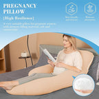 Cute Castle Cooling Cover Pregnancy Pillows, Soft U-Shape Maternity Pillow with Removable Cover - Full Body Pillows for Adults Sleeping - Pregnancy Must Haves - Jumbo 57 Inch - Brown