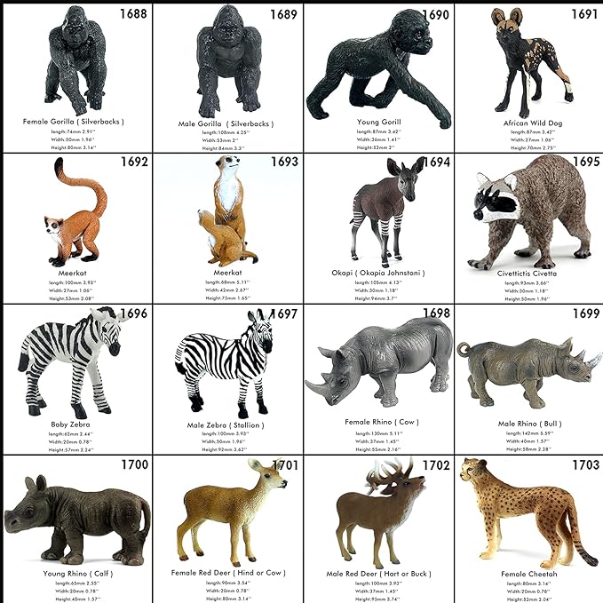 FUNSHOWCASE Jumbo African Jungle Animals Figures Toys, Large Realistic Plastic Safari Animals Playset