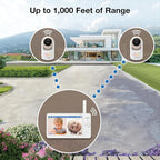 VTech 2-Cameras Video Baby Monitor with 7" Color LCD Screen, Rechargeable Battery, Video and Audio Streaming, Pan-Tilt-Zoom, Touch Multi-Color Night Light, Two-Way Talk: Advanced Max Twin (Tan)