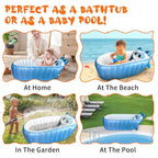 Boczif Inflatable Baby Bathtub, Toddler Bath Tub Non-Slip Baby Pool for Sitting, Foldable Infant Shower Basin Mini Air Swimming Pool, Kids Must Have Travel Bath, Portable Bathtub(Blue)