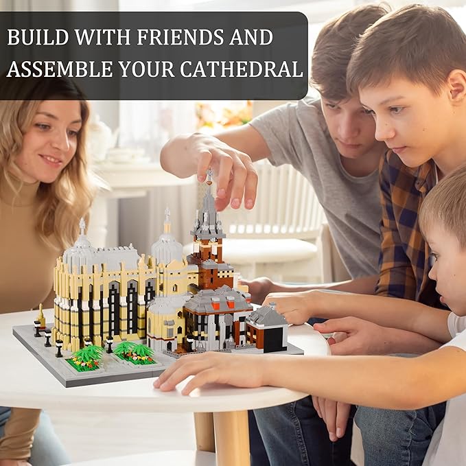 Micro Building Blocks Kit 6650PCS Germany Medieval Aachen Cathedral Miniature Building Block Set Church Architecture Construction Model for Adult and Teens Age of 14+