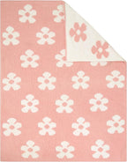 Living Textiles Pink Floral Daisy Chenille Soft Baby Blanket Reversible Premium Cozy Fabric for Best Comfort - for Infant,Toddler,Newborn,Nursery,Girl,Throw,Crib,Stroller,Gift, Pink Floral Daisy 40x30