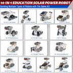 14-in-1 Education Solar Power Robot, Erector Kit STEM Gift Toys for Boys Age 8-12, DIY Educational Science Building Toy, Solar or Battery Powered Robotic Set for Children Birthday with 191Pcs