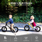 12" Balance Bike for 2, 3, 4, 5 Year Old Boys and Girls, Lightweight Nylon Frame Toddler Training Bike No Pedal Bikes for Kids with Adjustable Seat and Air Tires