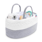 Rope Diaper Caddy - Storage for Baby and Toddler Items - Portable Cotton Organizer Easily Holds Diapers, Wipes, Clothing - Useful for Nursery, Bedroom (Gray, Regular)