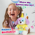 Cuteoy Happy Birthday Dog Musical Stuffed Animal Shaking Singing Dancing Plush Puppy Toy Electric Interactive Animated Plushies Gifts for Kids Girls Boys