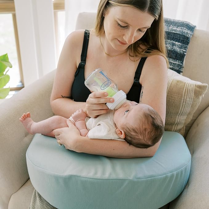 Dr. Brown's Feeding and Nursing Lap Support Pillow with Cover, Premium Memory Foam, Responsive Firm Support, Storm Green
