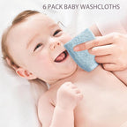 Baby Washcloths 6 Pack 100% Cotton Soft and Absorbent Terry 10" x 10" Wash Cloths Wipes for Face Hand Body Burp Rag with Sensitive Skin for Newborns Infants Toddlers