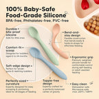 KeaBabies Silicone Baby Spoons, Self Feeding 6-12 months - 3-Pack Baby Weaning Eating Utensils, Toddler First Food Training Spoon, Infant, Kids Feeding Supplies Essential Set, Dishwasher-safe (Mellow)