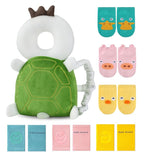 JunNeng Toddler Baby Head Protector Backpack for Toddler Walker with Knee Pads&Anti-Slip Socks, Turtle