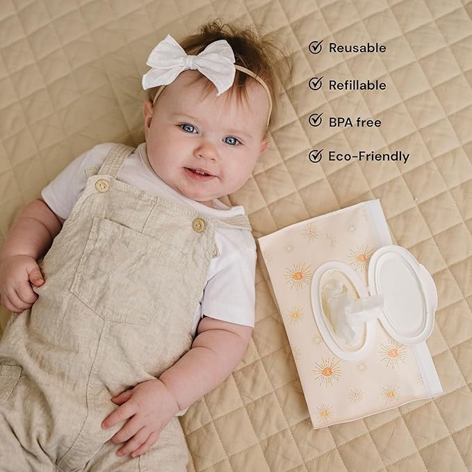 Lion & Light® Baby Wipes Dispenser | 2-pack Travel Wipes Case | Wipe Holder for Diaper Bag | Portable & Refillable Wet Wipe Pouch | Reusable Wipes Case