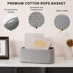 4 Pack Small Storage Shelf Baskets for Organizing, Mini Woven Rope Storage Bins for Towels, Cute Decorative Closet Organizer，Baby Nursery, Gift Empty Baskets -11.81''Lx7.87''Wx4.72''H-Grey
