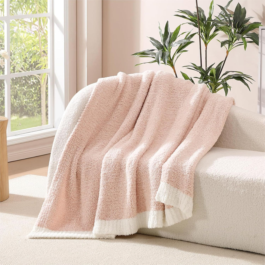 WRENSONGE Throw Blanket Cationic Dyeing Pink Soft Cozy Fluffy Warm Hand Made Weave Throw Blankets for Couch, Sofa, Chair, Bed, Camping, Picnic, Travel Lightweight Bed Blanket - 60"*80"