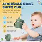 Jumble Dream Baby & Toddler Stainless Steel Sippy Cup Silicon Training Stainless Steel Kids Cups with Straw, Babies Tumbler with Straw No Spill | 6-24 Month Toddler Sippy Cup (Sage Breeze)