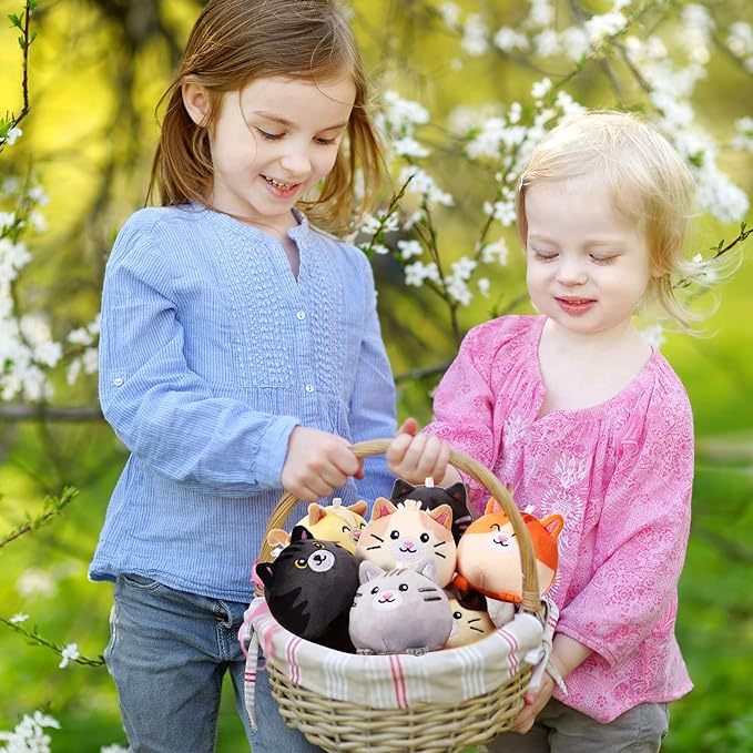 Libima 9 Pcs Mini Stuffed Animals Keychains 3.15 Inch Small Plush Cute Ornaments Bulk Toys for Baby Shower Birthday Party Decors Gift Bags Fillers Halloween Christmas Basket Stuffers(Cat)