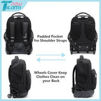 NEW TILAMI 18 inch Rolling Backpack for Kids - Waterproof, Stair-Climbing, Durable, Personalized Design for School, Travel, Black