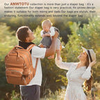 Leather Baby Diaper Bag with Changing Station,Extra large Capacity Baby Diaper Bag Backpack(Brown)