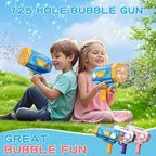 BOMOCO Bubble Gun,125 Holes Bubble Machine Bubbles for Kids Age 3-12,Bubble Blaster Gun with Bubble Solution Summer Outdoor Bubble Toys Birthday Wedding Halloween Party Favors Gifts Bubble Maker,Blue