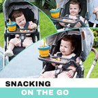 Snack Tray Fits for UPPAbaby Vista/Vista V2/Vista V3/Cruz/Cruz V2/ RumbleSeat/RumbleSeat V2, Stroller Tray with Cup Holder & Recessed Bowl, Dishwasher Safe, Quick Attachment, Folds with Stroller, Grey