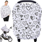 Baby Car Seat Covers, Carseat Canopy, Boys Girls Privacy Breastfeeding Cover (Grey Heart)