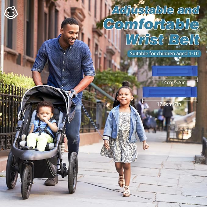 Zooawa Toddler Leash 2Pack, Toddler Kids Harness Anti Lost Wrist Link with Magnetic Lock, Reflective Safety Walking Harness Wristband Leashes for 2,3,4 Years Old Boys Girls, Blue+Gray