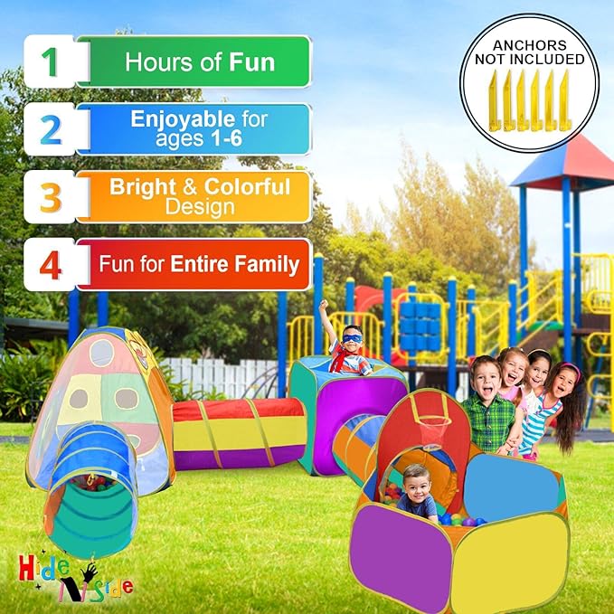 Gift for Toddler Boys & Girls, Ball Pit, Play Tent and Tunnels for Kids, Best Birthday Gift for 3 4 5 Year Old Pop Up Baby Play Toy, Target Game w/ 4 Darts Indoor & Outdoor