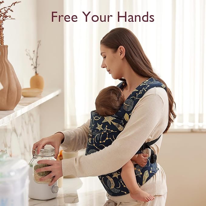 Momcozy Baby Carrier - Ergonomic, Cozy and Lightweight Carrier for 3-24 Months, Effortless to Put On, Ideal for Hands-Free Parenting, Enhanced Lumbar Support, Starry Night