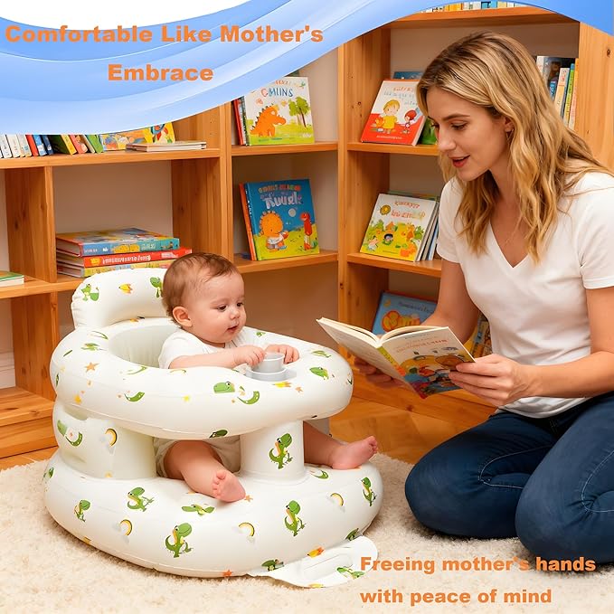 Thickened Inflatable Baby Seat, Sit Me Up Floor Seat for Babies 3-36 Months with Tray, Sitting Support Infant Chair, Built in Air Pump