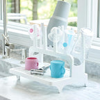 PopYum Glacier White Space Saving Drying Rack from 100% Recycled Bottles, countertop for Baby Bottles, Plastic Bags, Cups, Glass, tumblers, Compact