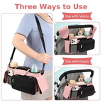 Accmor Universal Stroller Organizer with Insulated Cup Holder Detachable Phone Bag and Shoulder Strap,Stroller Bag Caddy Organizer Fits for Uppababy, Baby Jogger, Britax Strollers