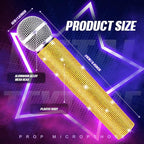 Sanwuta Fake Microphone Prop Sparkly Bling Rhinestones Plastic Play Microphone Pretend Glitter Bedazzled Mic for Cosplay Party Costume(Gold)