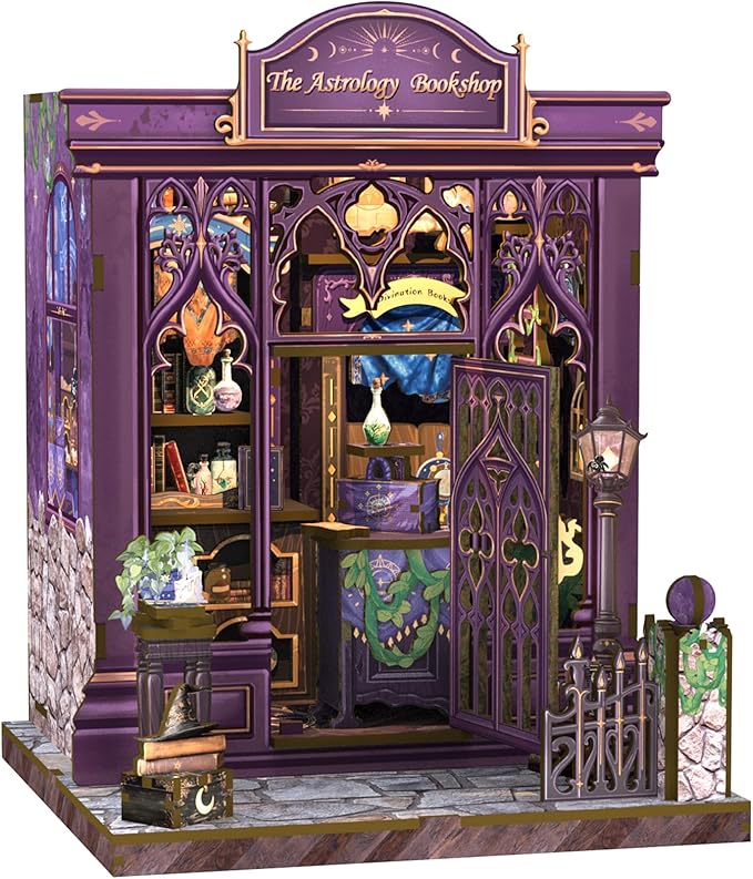 CUTEBEE Book Nook Kit - DIY Miniature House Dollhouse Kit for Adults and Teens, Booknook Tiny House Bookshelf Decor 3D Wooden Puzzle, Gifts for Family Friends (The Astrology Bookshop)