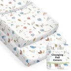 Baby Changing Pad Cover 2-Pack for Boys, Girls (Farm Animals) - Premium Fitted Sheets Baby Diaper Changing Table Cover - Buttery Soft Cotton Blend