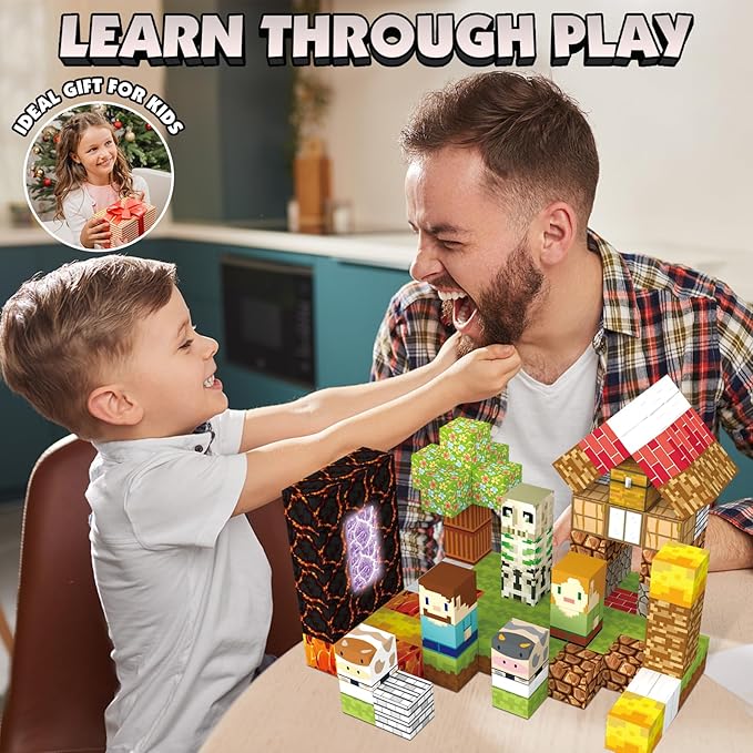 Magnetic Blocks Building Toys Set, Magnetic Building Blocks Kit Magnet Cubes for Boys Girls Ages 3-8, STEM Sensory Construction Toys for Kids Birthday Christmas