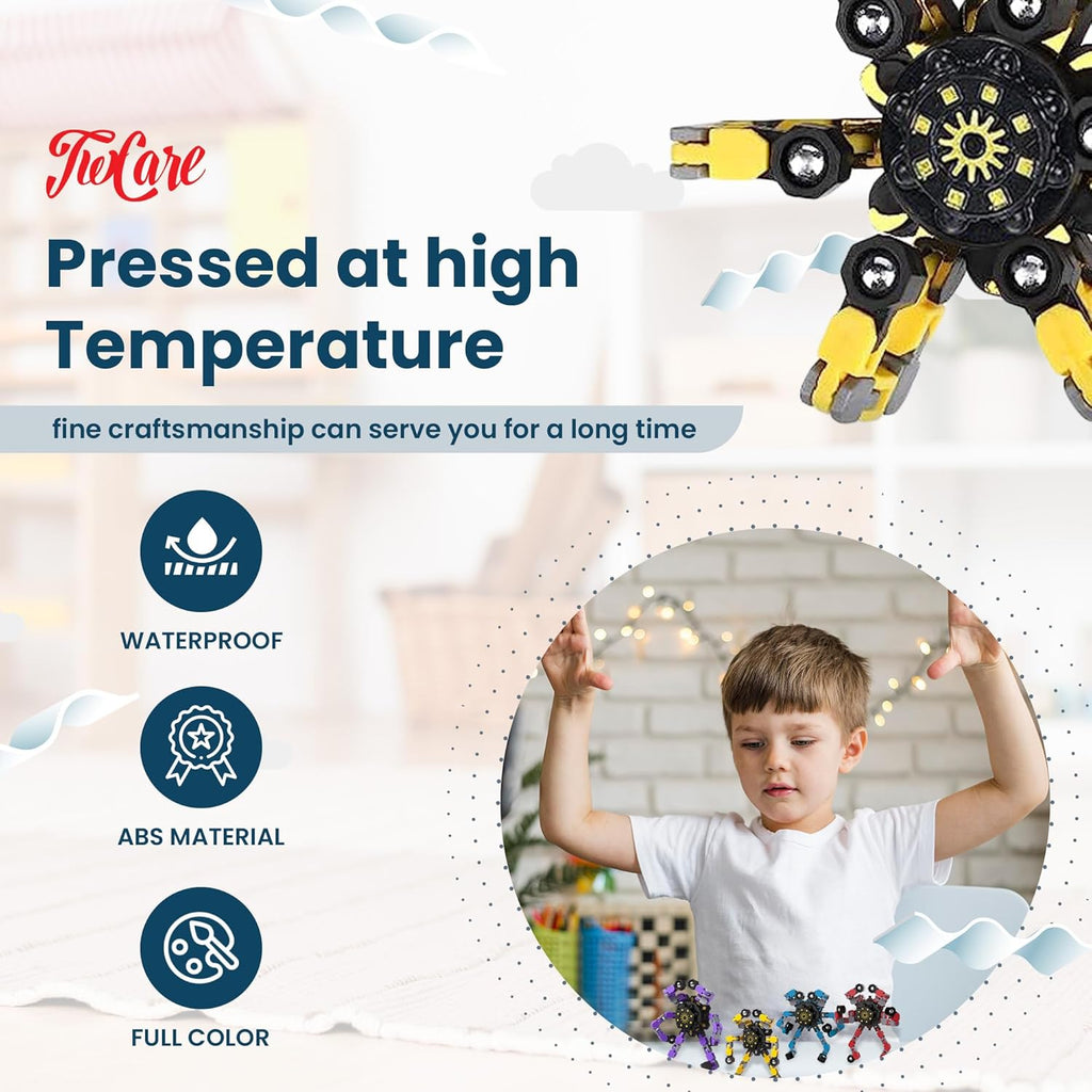 12 Pack Finger Robot Transformable Spinners for Kids Adults,Creative Deformable Fidget Fingertip Gyro Mechanical Top DIY Spiral Chain ADD ADHD Autism Metal Toy Changeable Octopus Stress Relief Gifts