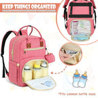 Baby Diaper Bag Backpack, Travel Diaper Bags for Babys Girl Boy Large Capacity Baby Bag Backpack for Women Pink