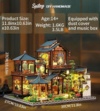 Spilay DIY Miniature Dollhouse Kit,DIY Dollhouse Kit with Wooden Furniture,Dust Proof Cover, Music Box and LED,Handmade Crafts Gifts for Birthday Christmas and Valentine's Day（P019）