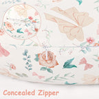 GFU Nursing Pillow Cover for Boys and Girls, Breastfeeding Pillow Case for Newborn, Soft Baby Breastfeeding Pillow Slipcover Colourful Bow & Flowers, Stretchy Feeding Cover (Cover Only)