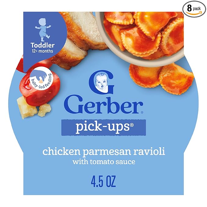 Gerber Toddler Food, Chicken Parmesan Ravioli Pick-Ups, Mealtime for Toddler, 8PK