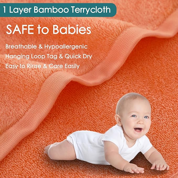 Baby Washcloths 12 Pack, 10x10 inch Small Wash Cloths for Face and Body, Super Soft & Gentle Orange Face Towels on Sensitive Skin, Baby Registry Bath Shower Gifts for Newborn Kid Toddler Children