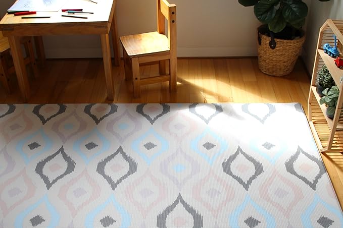 Cushmat Stylish Reversible Foam Play Mat (Large, Luxe NAT - Sage Grey Star) - Soft, Waterproof, Durable Play mat for Infants, Babies, Toddler, Kids & Grownup - 6.5ft x 4.5ft