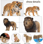 Toymany 8PCS 2-5" Plastic Jungle Animals Figures Playset Includes Baby Animals, Realistic Lion, Tiger, Cheetah, Leopard Figurines with Cubs, Cake Toppers Christmas Birthday Toy Gift for Kids Toddlers