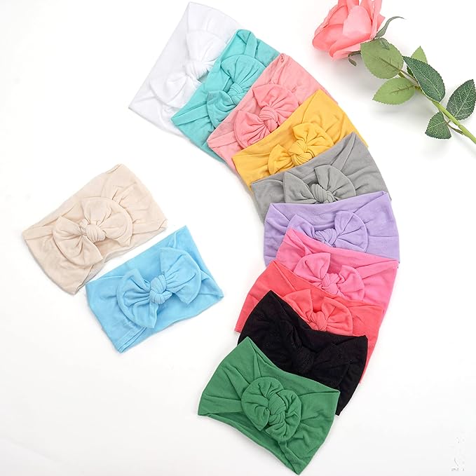 CÉLLOT Super Stretchy Soft Knot Headbands with Hair Bows Head Wrap Hair Accessories For Newborn Baby Girls Infant Toddlers Kids