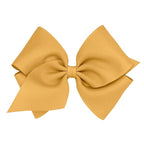 Wee Ones Girls' Plain Wrap Classic Grosgrain Hair Bows on a WeeStay No-Slip Hair Clip, Handmade, Mini King, Old Gold
