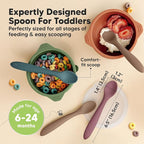 KeaBabies Silicone Baby Spoons, Self Feeding 6-12 months - 3-Pack Baby Weaning Eating Utensils, Toddler First Food Training Spoon, Infant, Kids Feeding Supplies Essential Set, Dishwasher-safe (Rocky)